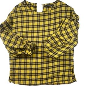 Zara Yellow Plaid Shirt Women’s size Extra Small